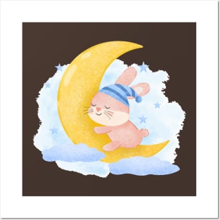 Rabbit Moon Sleeping Posters and Art